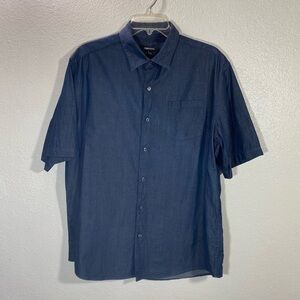 Claiborne navy short sleeve collared button up shirt size L
